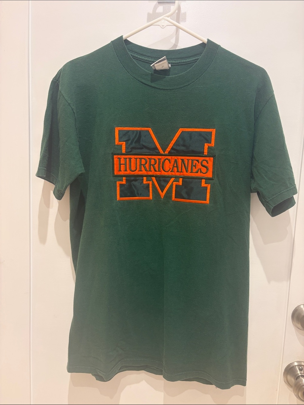 Vintage university of Miami Hurricanes T-shirt Crable Sportswear dark green